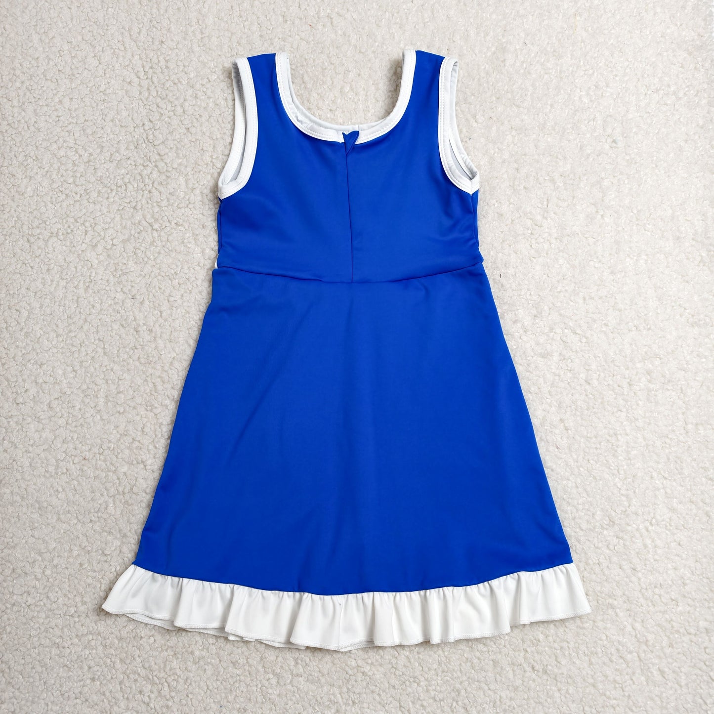 RTS NO MOQ Yoga GSD4141 Baby Girls Hot Blue White Sleeveless Yoga Active Short Knee Length Dress