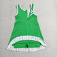 RTS NO MOQ Yoga GSD4143 Baby Girls Green White Sleeveless Yoga Active Short Knee Length Dress