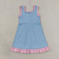 RTS NO MOQ Yoga GSD4144 Baby Girls Light Blue Pink Sleeveless Yoga Active Short Knee Length Dress