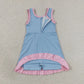 RTS NO MOQ Yoga GSD4144 Baby Girls Light Blue Pink Sleeveless Yoga Active Short Knee Length Dress