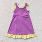 RTS NO MOQ yoga GSD4147 Baby Girls Sleeveless Purple Yellow Yoga Active Short Knee Length Dress