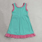 RTS NO MOQ yoga GSD4149 Baby Girls Pink Aqua Sleeveless Yoga Active Short Knee Length Dresses