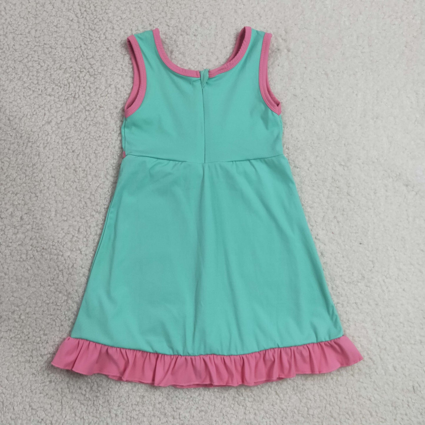 RTS NO MOQ yoga GSD4149 Baby Girls Pink Aqua Sleeveless Yoga Active Short Knee Length Dresses