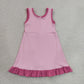 RTS NO MOQ Yoga GSD4152 Baby Girls Sleeveless Pink Yoga Active Short Ruffle Knee Length Dress