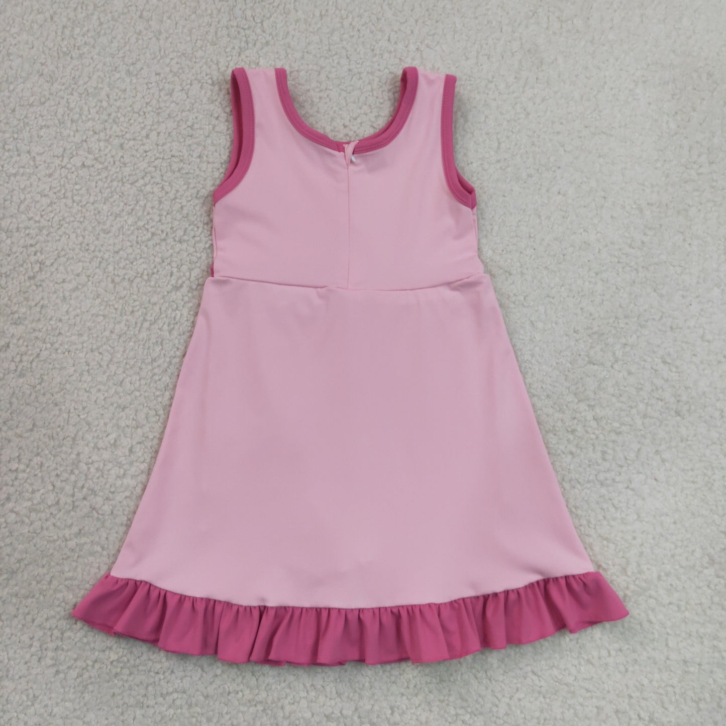 RTS NO MOQ Yoga GSD4152 Baby Girls Sleeveless Pink Yoga Active Short Ruffle Knee Length Dress