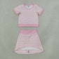 RTS NO MOQ yoga GSD4159 Baby Girls Light Pink Stripe Top Skirt Shorts Yoga Active Clothes Sets