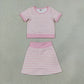 RTS NO MOQ yoga GSD4159 Baby Girls Light Pink Stripe Top Skirt Shorts Yoga Active Clothes Sets