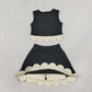 NEW RTS NO MOQ yoga fabric GSD4175 Yoga Baby Girls Summer Sleeveless Vest Scallop Skirt Yoga Active Set