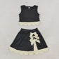 RTS NO MOQ Sibling yoga Baby Girls Solid Vest Bows Skirt Short Yoga Active Scallop Clothes Set