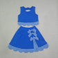 RTS NO MOQ Sibling yoga Baby Girls Solid Vest Bows Skirt Short Yoga Active Scallop Clothes Set