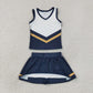 RTS NO MOQ yoga fabric GSD4189 Baby Girls Navy Gold Stripe Vest Skort Team Active Outfit