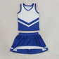 RTS NO MOQ Yoga GSD4190 Baby Girls Hot Blue Stripe Vest Top Skirt Shorts Team Yoga Active Clothes Sets