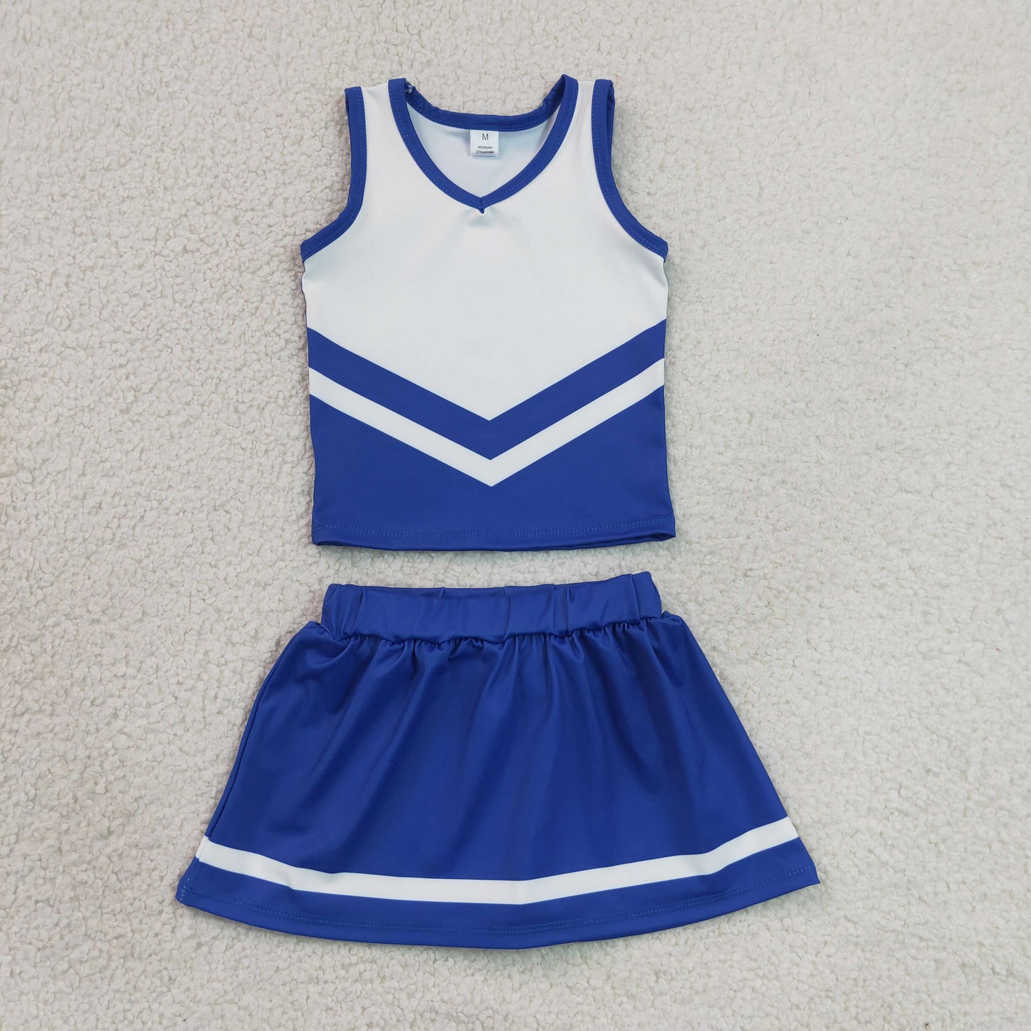 RTS NO MOQ Yoga GSD4190 Baby Girls Hot Blue Stripe Vest Top Skirt Shorts Team Yoga Active Clothes Sets