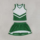 NEW RTS NO MOQ yoga fabric GSD4191 Baby Girls Green Stripe Vest Skort Team Active Outfit