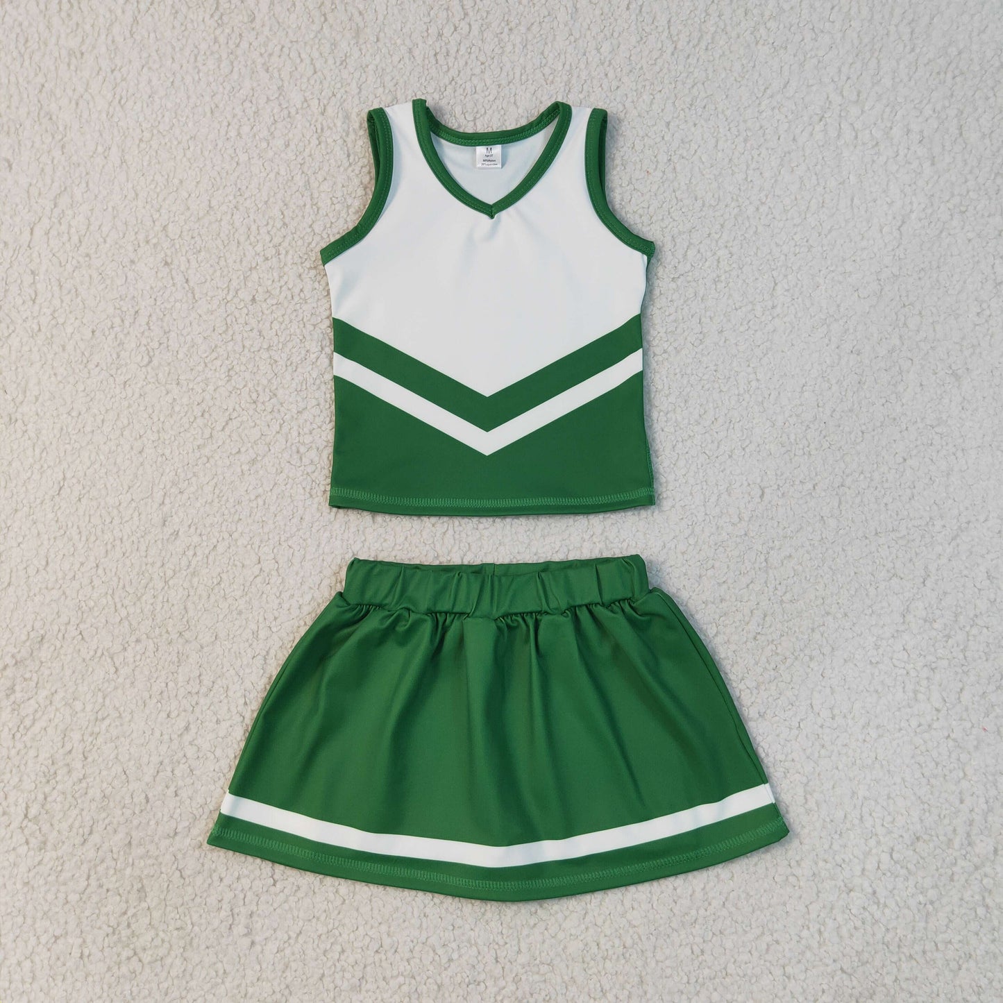 NEW RTS NO MOQ yoga fabric GSD4191 Baby Girls Green Stripe Vest Skort Team Active Outfit