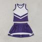 NEW RTS NO MOQ yoga fabric GSD4192 Baby Girls Purple White Stripe Vest Skirt Shorts Team Yoga Active Clothes Sets