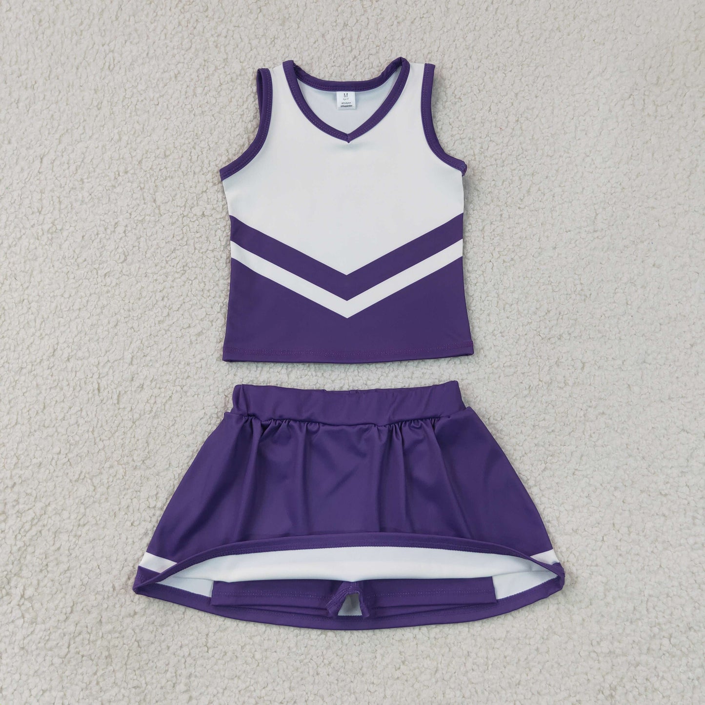 NEW RTS NO MOQ yoga fabric GSD4192 Baby Girls Purple White Stripe Vest Skirt Shorts Team Yoga Active Clothes Sets