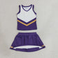 RTS NO MOQ Yoga GSD4193 Baby Girls Purple Gold Stripe Vest Top Skirt Shorts Team Yoga Active Clothes Sets