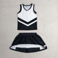 RTS NO MOQ Yoga GSD4194 Baby Girls Black Stripe Vest Top Skirt Shorts Team Yoga Active Clothes Sets
