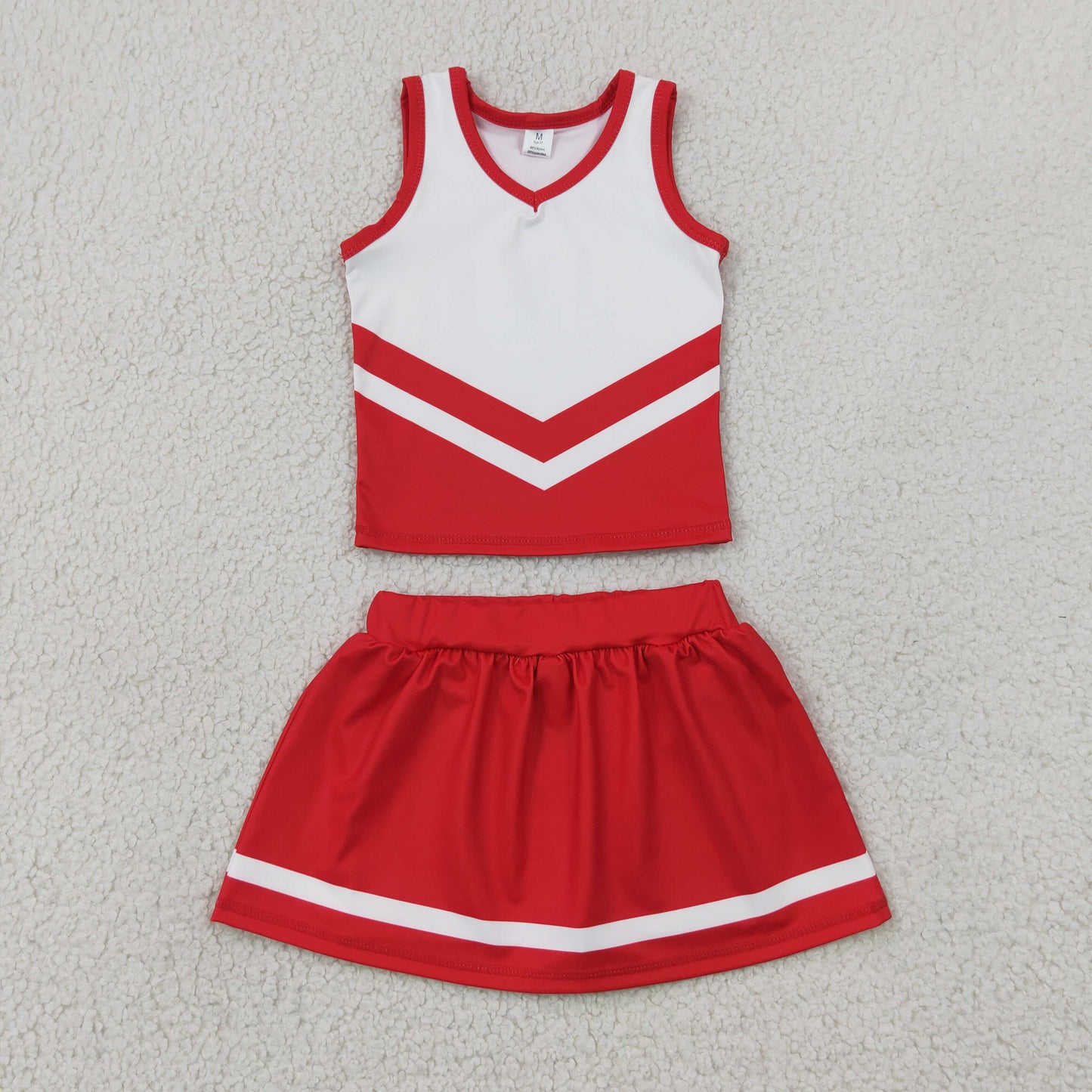 NEW RTS NO MOQ yoga fabric GSD4198 Baby Girls Red Stripe Vest Skort Team Active Outfit