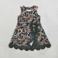 NEW RTS NO MOQ yoga fabric GSD4229 Baby Girls Dark Brown Camo Yoga Active Short Bows Scallop Knee Length Dress
