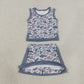 NEW RTS NO MOQ  yoga fabric GSD4230 Baby Girls Light Gray Camo Vest Cute Short Skort Yoga Sets