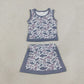 RTS NO MOQ Sibling Yoga Baby Girls Southern Camo Vest Top Skirt Short Yoga Active Clothes Sets