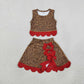 NEW RTS NO MOQ Yoga GSD4234 Baby Girls Leopard Vest Bows Skirt Short Yoga Active Scallop Clothes Set