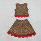 NEW RTS NO MOQ Yoga GSD4234 Baby Girls Leopard Vest Bows Skirt Short Yoga Active Scallop Clothes Set