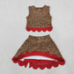 NEW RTS NO MOQ Yoga GSD4234 Baby Girls Leopard Vest Bows Skirt Short Yoga Active Scallop Clothes Set