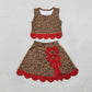 NEW RTS NO MOQ Yoga GSD4234 Baby Girls Leopard Vest Bows Skirt Short Yoga Active Scallop Clothes Set