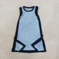 NEW RTS NO MOQ yoga fabric cotton GSD4256 Baby Girls Sleeveless Navy Blue Yoga Active Knee Length Dresses