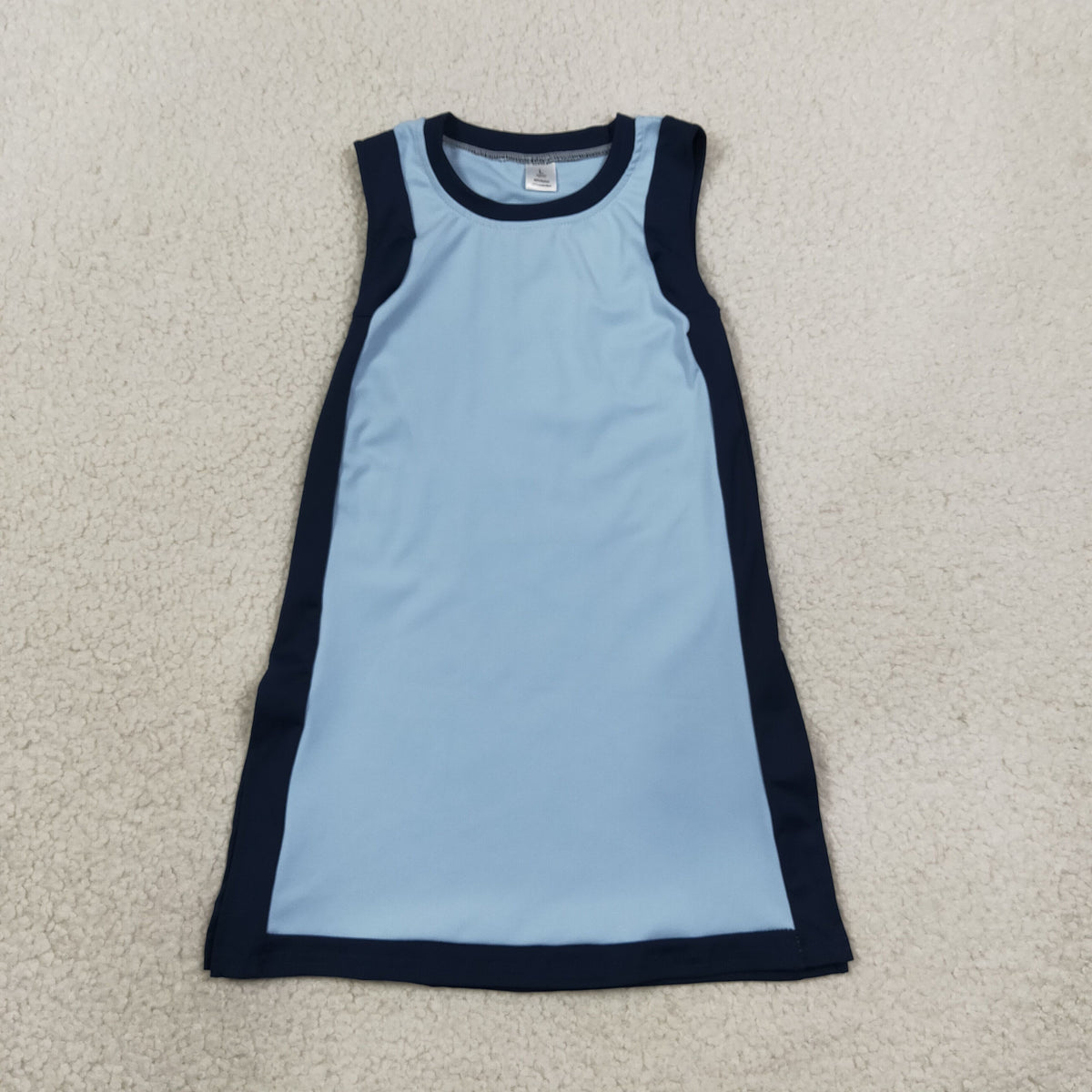 NEW RTS NO MOQ yoga fabric cotton GSD4256 Baby Girls Sleeveless Navy Blue Yoga Active Knee Length Dresses