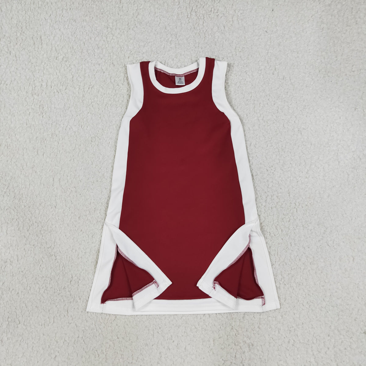 NEW RTS NO MOQ yoga fabric cotton GSD4257 Baby Girls Sleeveless White Maroon Yoga Active Knee Length Dresses