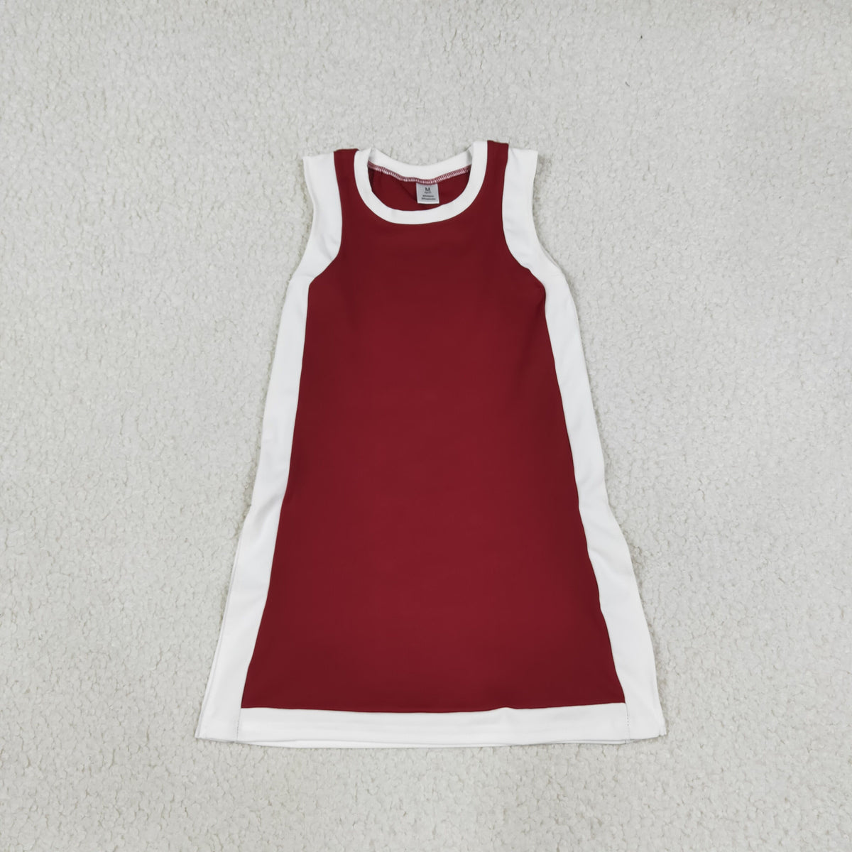 NEW RTS NO MOQ yoga fabric cotton GSD4257 Baby Girls Sleeveless White Maroon Yoga Active Knee Length Dresses