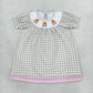 NEW RTS NO MOQ milk silk GSD4258 Smocked Pumpkins Trucks Baby Girls Khaki Checked Fall Knee Length Dresses