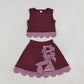 NEW RTS NO MOQ Yoga GSD4266 Baby Girls Maroon Vests Bows Skirt Short Yoga Active Scallop Clothes Set
