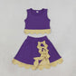 NEW RTS NO MOQ Yoga GSD4267 Baby Girls Purple Gold Vest Bows Skirt Short Yoga Active Scallop Clothes Set