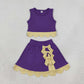 NEW RTS NO MOQ Yoga GSD4267 Baby Girls Purple Gold Vest Bows Skirt Short Yoga Active Scallop Clothes Set
