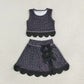 NEW RTS NO MOQ Yoga GSD4268 Baby Girls Black Leopard Vest Bows Skirt Short Yoga Active Scallop Clothes Set