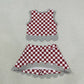 NEW RTS NO MOQ Yoga GSD4284 Baby Girls Red Checked Alabama Bows Skirt Short Yoga Active Team Scallop Clothes Set