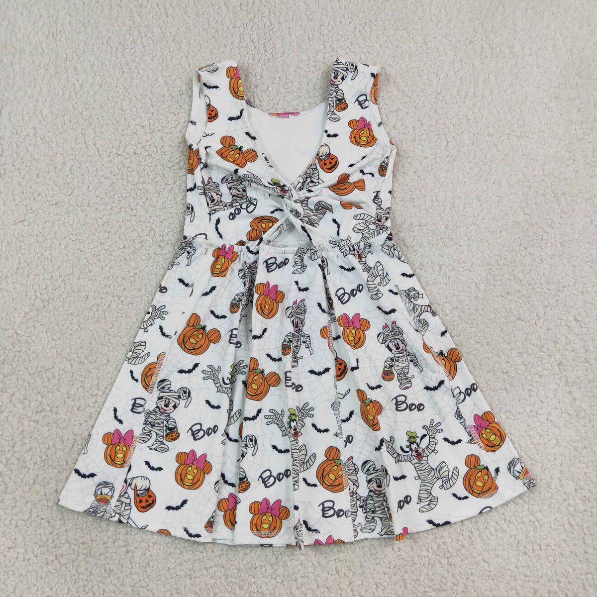 RTS NO MOQ yoga GSD4291 Baby Girls Cartoon Mouses Pumpkins Boo Halloweens Yoga Active Short Dress