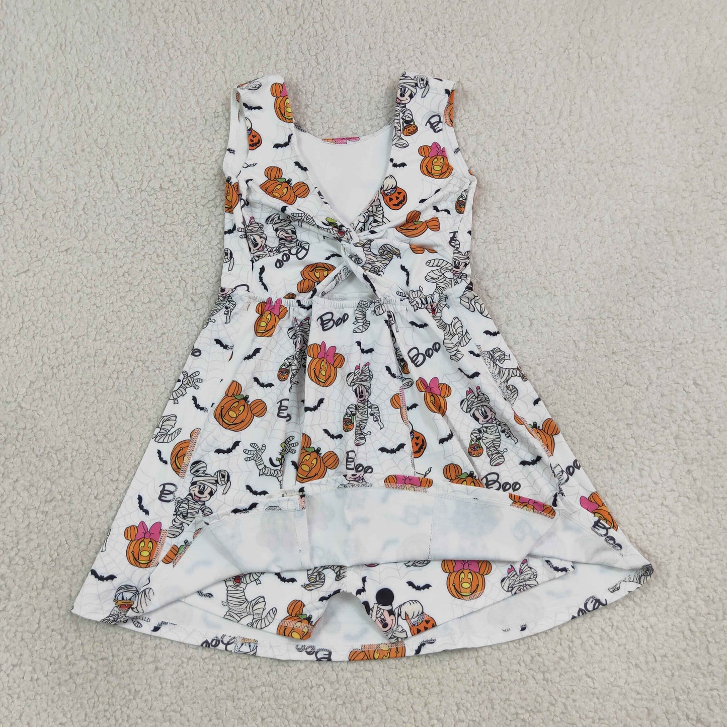 RTS NO MOQ yoga GSD4291 Baby Girls Cartoon Mouses Pumpkins Boo Halloweens Yoga Active Short Dress