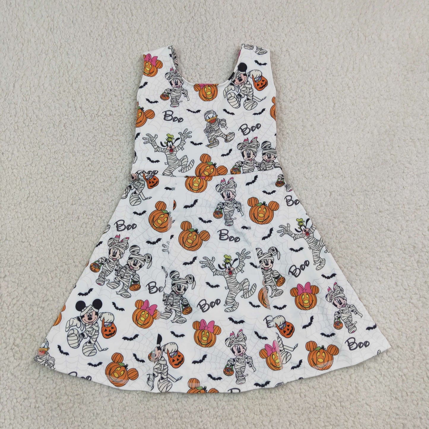 RTS NO MOQ yoga GSD4291 Baby Girls Cartoon Mouses Pumpkins Boo Halloweens Yoga Active Short Dress