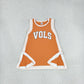NEW RTS NO MOQ Yoga GSD4292 Baby Girls Orange Polka Dots Vinyl Vols Team Yoga Active Split Knee Length Dress