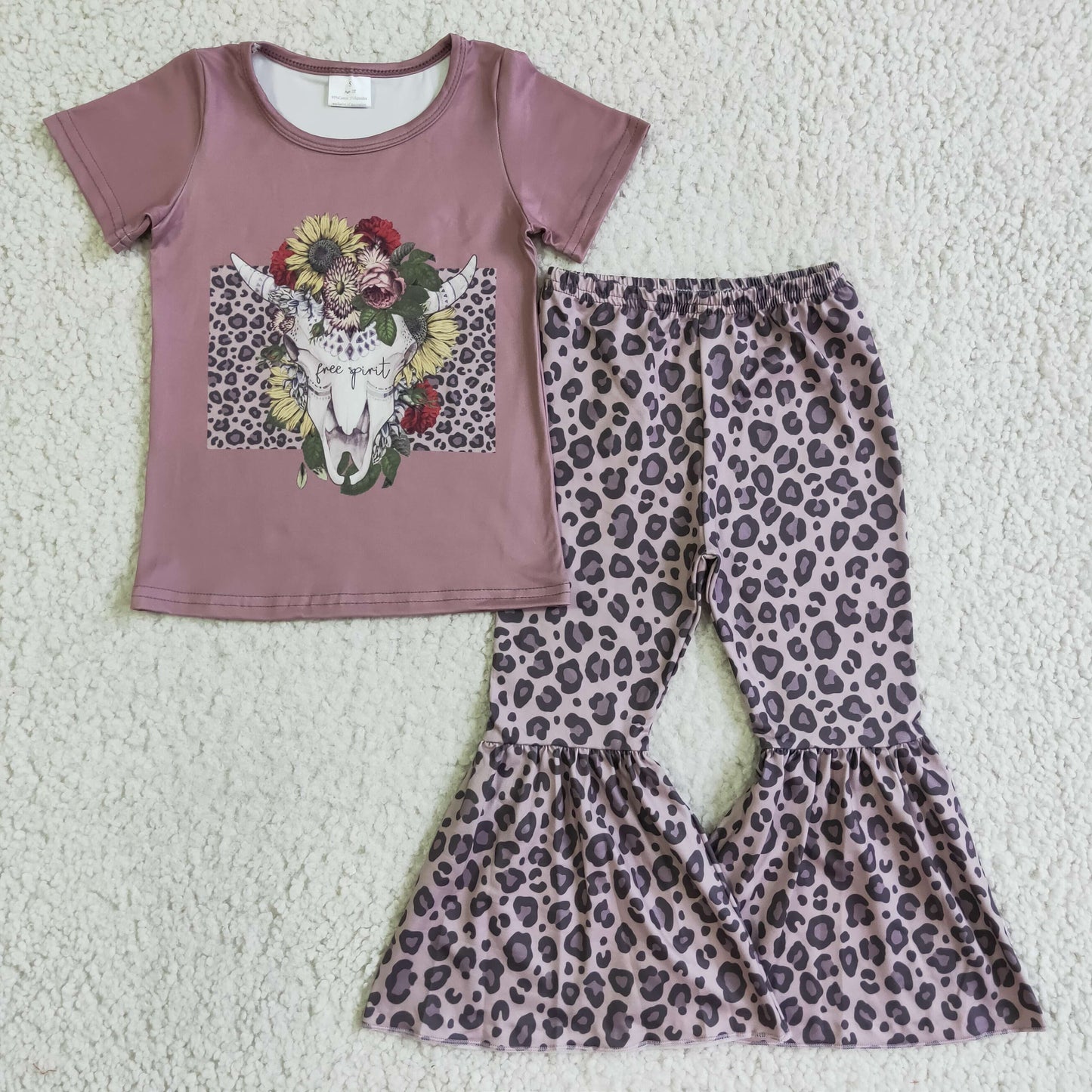 Cartoon Bull Head Short Sleeve Long Pants Suit