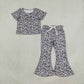 NEW RTS NO MOQ milk silk GSPO1889 Baby Girls Short Sleeve Camo Shirts Top Bell Bottom Pant Sets