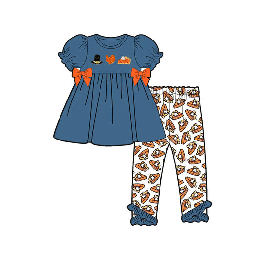 5.13GSPO2028 Girls Thanksgiving Turkey Short Sleeve Suit