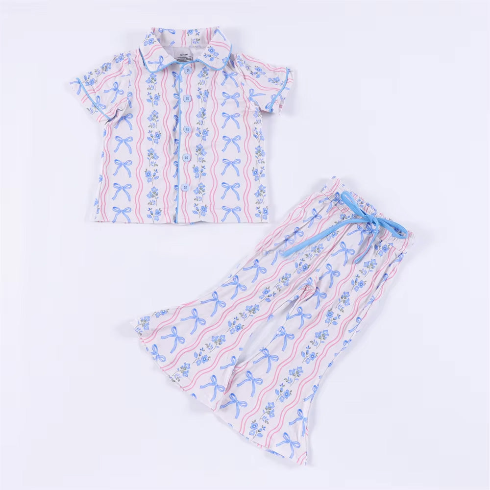 6.16GSPO2052 Blue bow short-sleeved suit