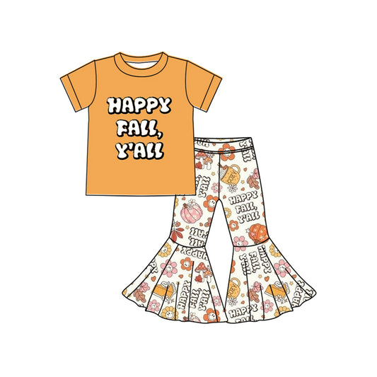 7.7GSPO2054 Letter Girls Short Sleeve Pants Suit